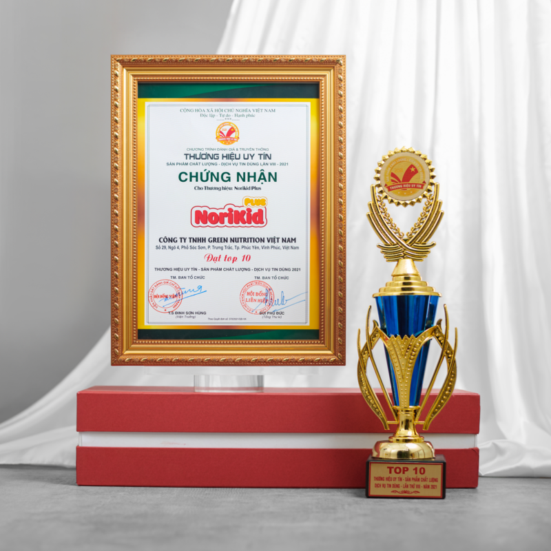 Norikid Plus lọt top 10 Sản phẩm chất lượng - Dịch vụ tin dùng năm 2021