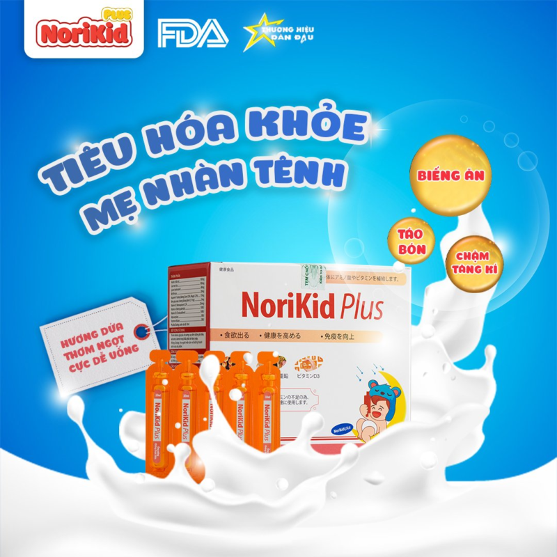 Norikid Plus là sản phẩm uy tín giúp tăng sức khỏe hệ tiêu hóa cho bé